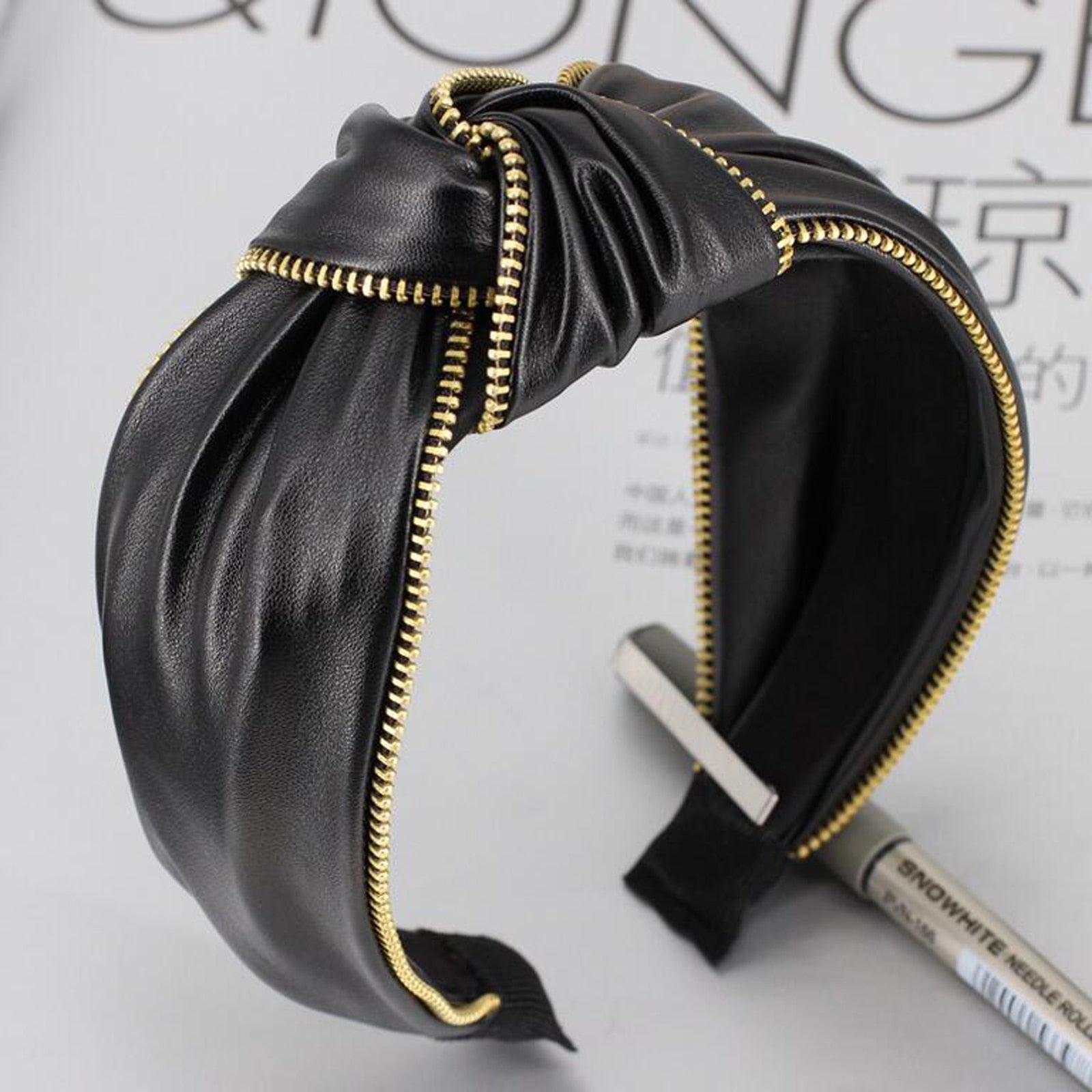 Kpop Zipper Leather Hairband