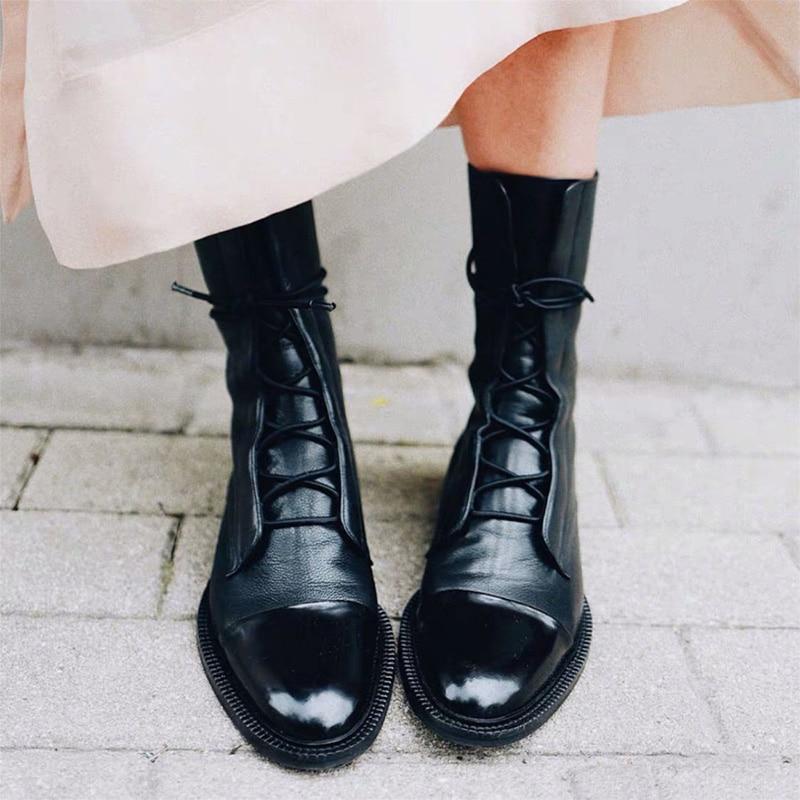 Round Toe Casual Platform Lace Up Boots