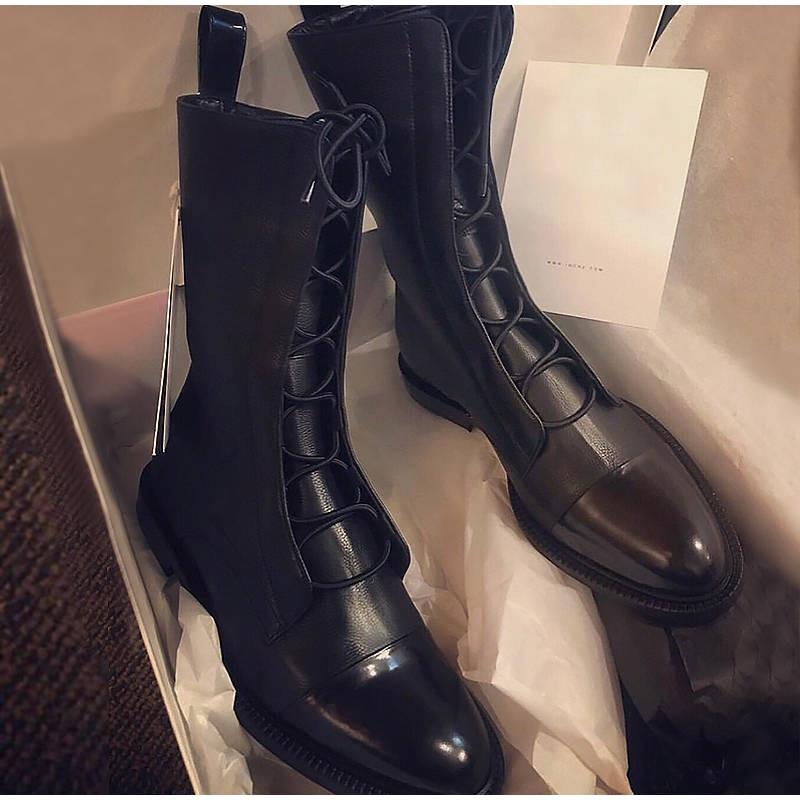 Round Toe Casual Platform Lace Up Boots