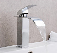 Val - Deck Mounted Waterfall Spout Chrome Bathroom Faucet