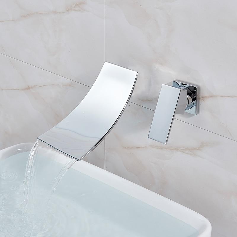 Leon - Chrome Wall Mount Waterfall Flow Single Handle Faucet