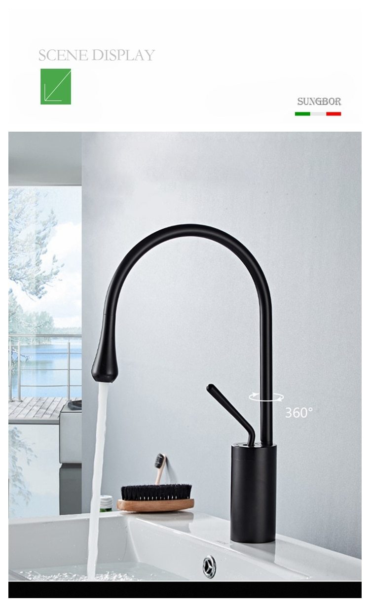 Raffeto - Brass Crane Bathroom Faucet