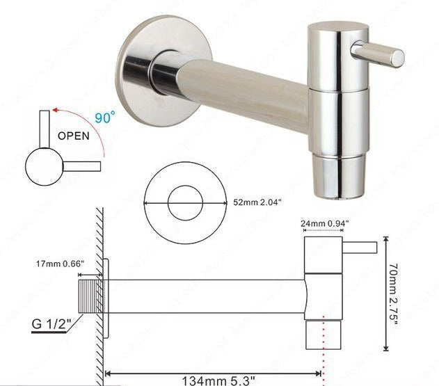 Linus - Chrome Wall Mounted Bathroom Faucet