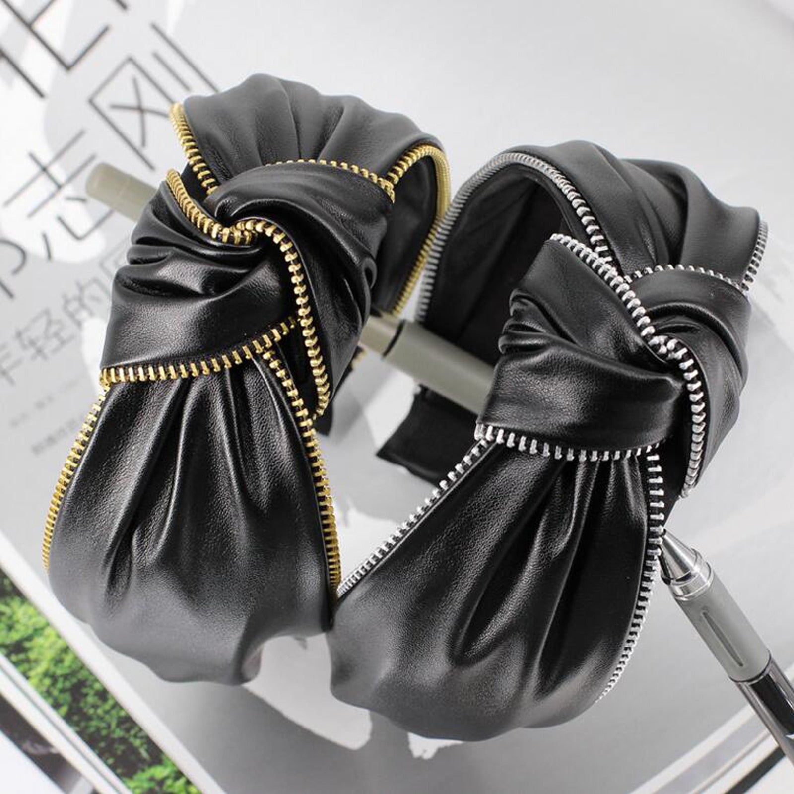 Kpop Zipper Leather Hairband