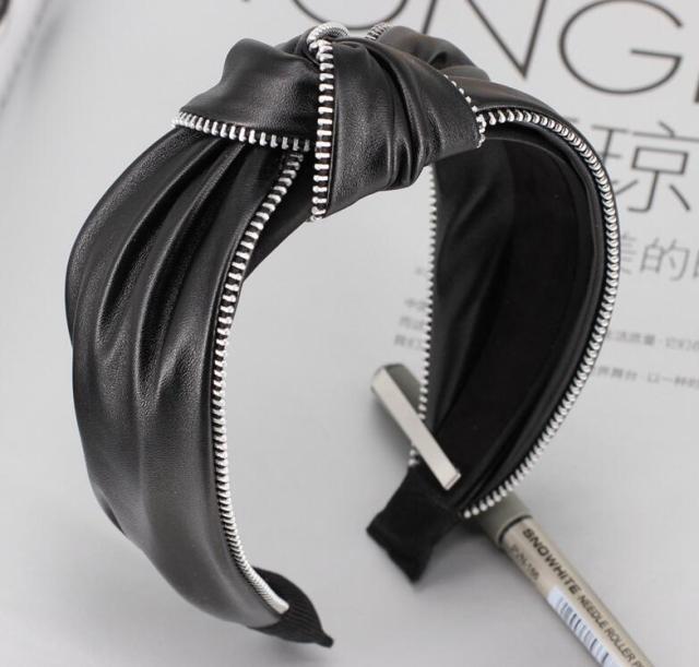 Kpop Zipper Leather Hairband