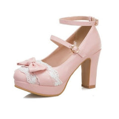 Cute Bow Lace Mary Jane Lolita High Heels