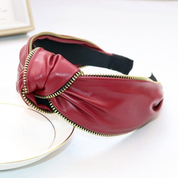 Kpop Zipper Leather Hairband