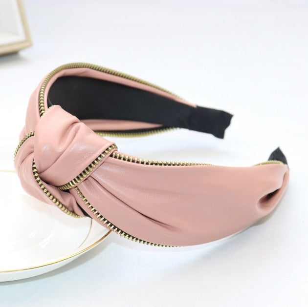 Kpop Zipper Leather Hairband