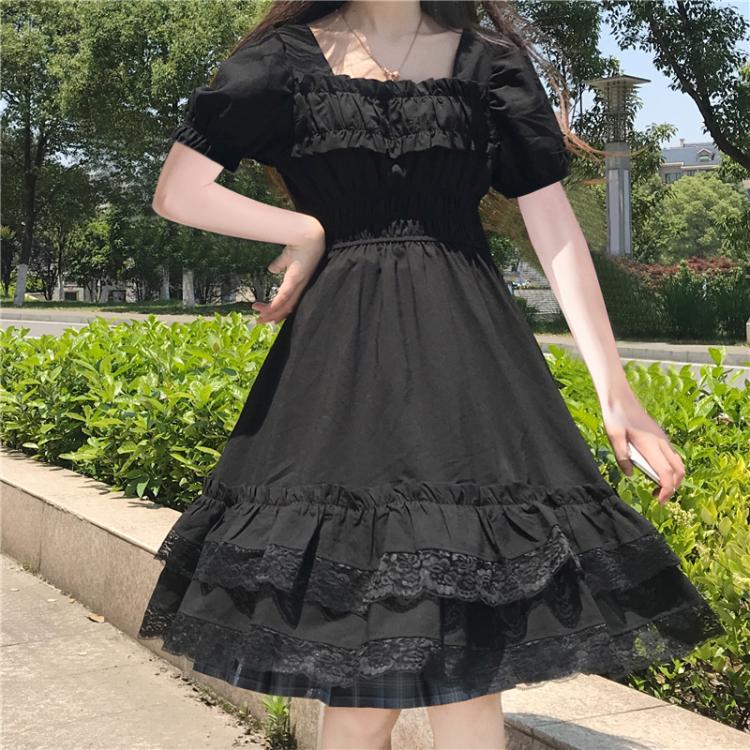 Alt Vampire Tears Vestido gótico oscuro de lolita de manga corta