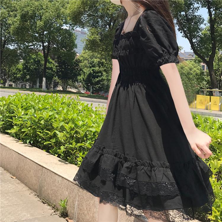 Alt Vampire Tears Vestido gótico oscuro de lolita de manga corta