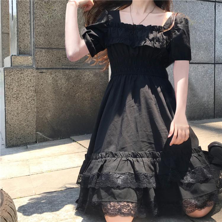 Alt Vampire Tears Vestido gótico oscuro de lolita de manga corta