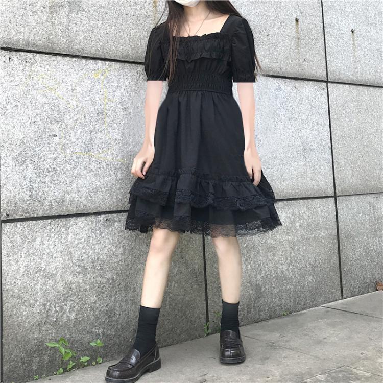 Alt Vampire Tears Vestido gótico oscuro de lolita de manga corta