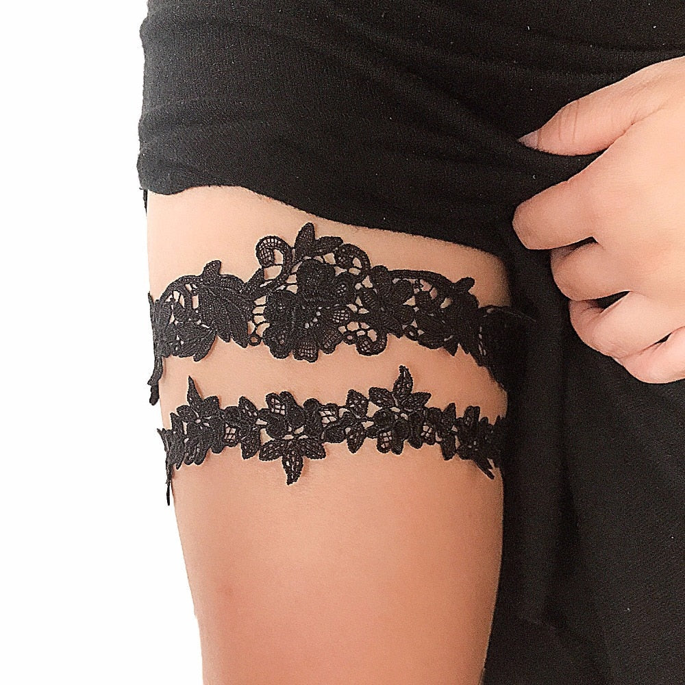 Lolita Lace Embroidery Floral Leg Garters