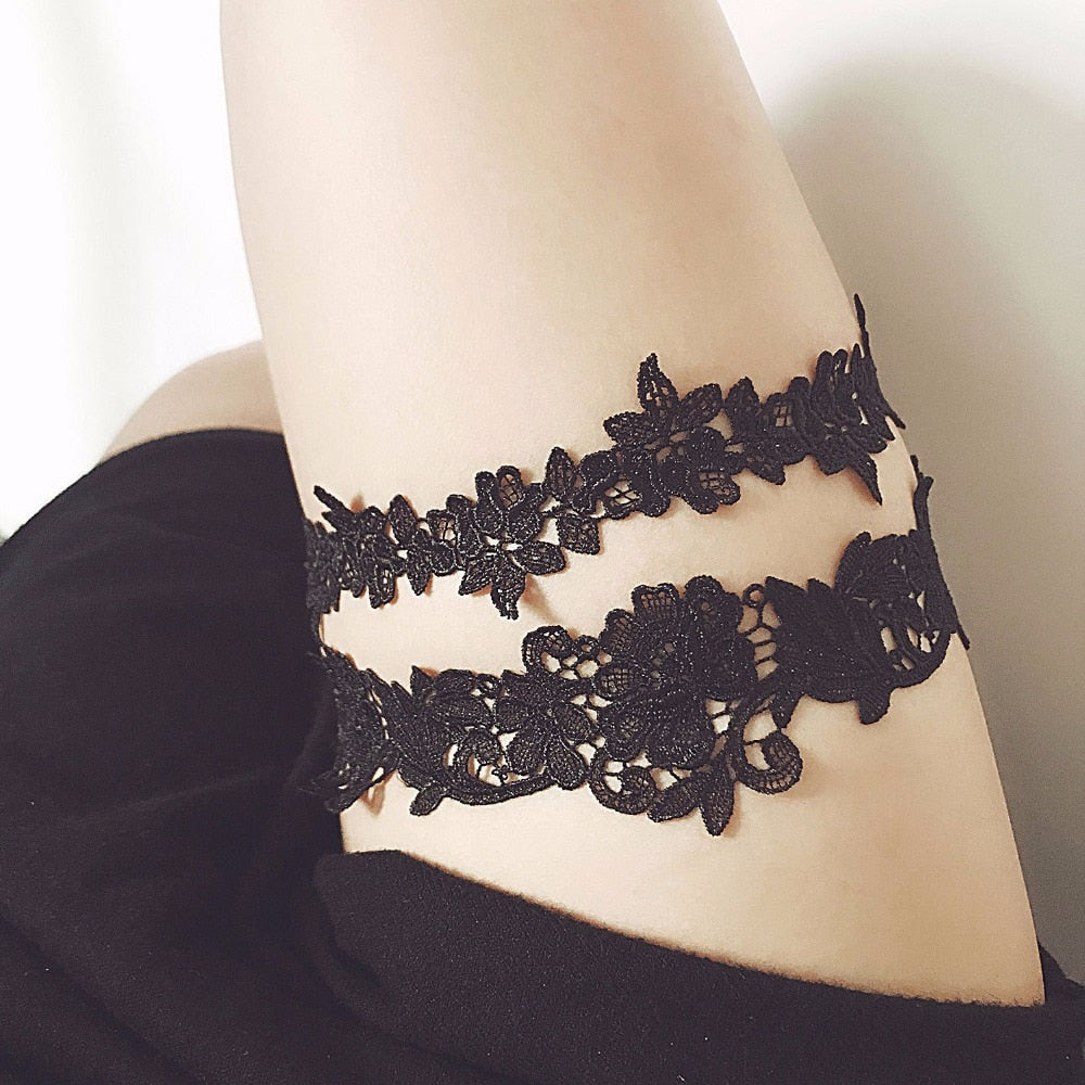 Lolita Lace Embroidery Floral Leg Garters