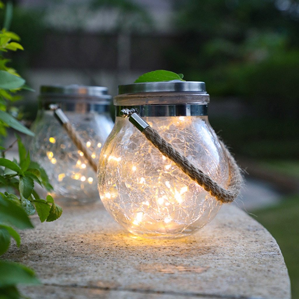 Moderne runde Glasgefäß-Hängelampe für den Garten