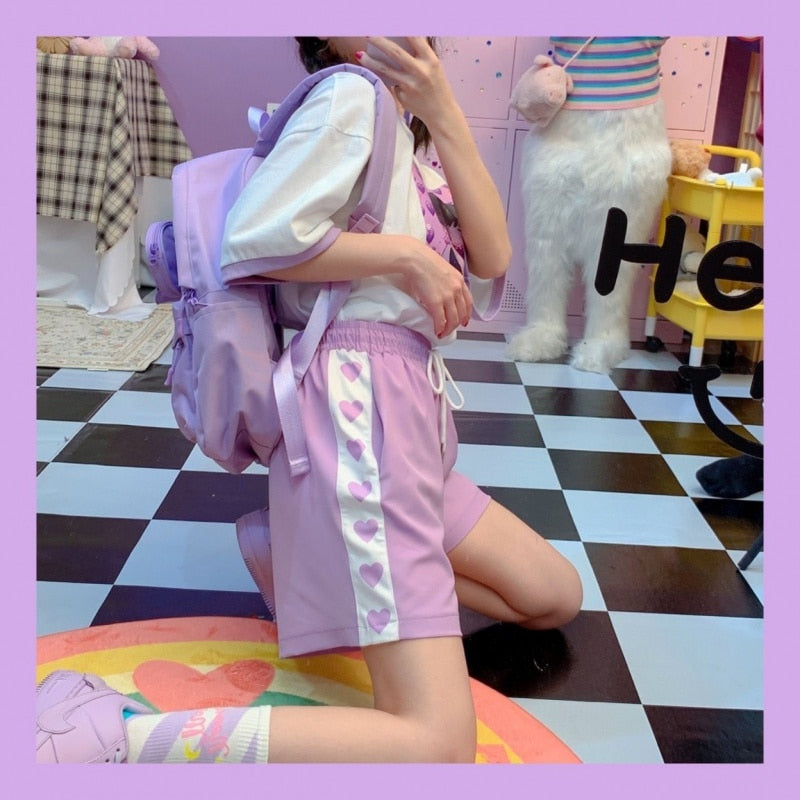 Pantalones cortos Harajuku Love Heart Kawaii