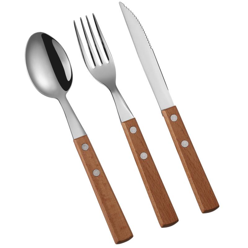 Stainless Steel & Wood Handle Cutlery Set