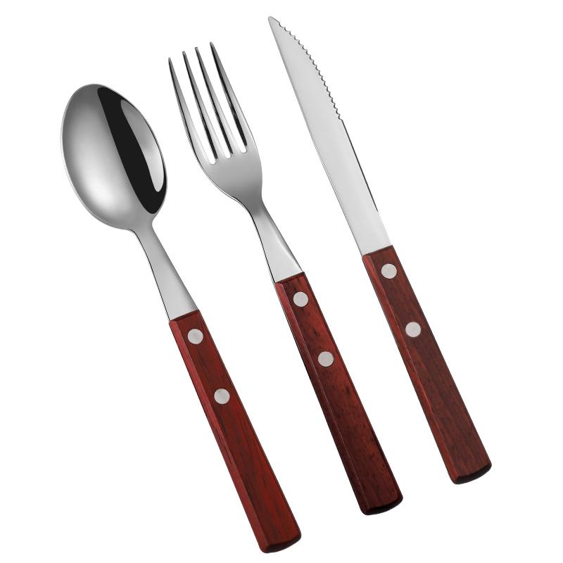 Stainless Steel & Wood Handle Cutlery Set