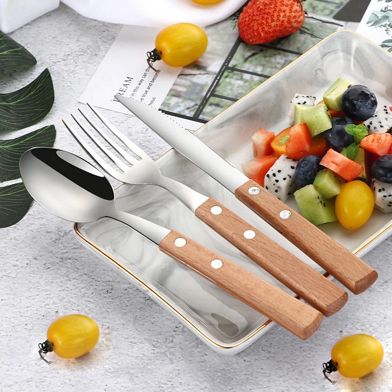 Stainless Steel & Wood Handle Cutlery Set