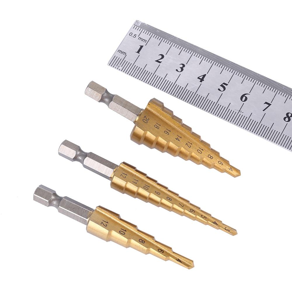 HSS Titanium Coated Step Drill Bit - 3 Piece Set