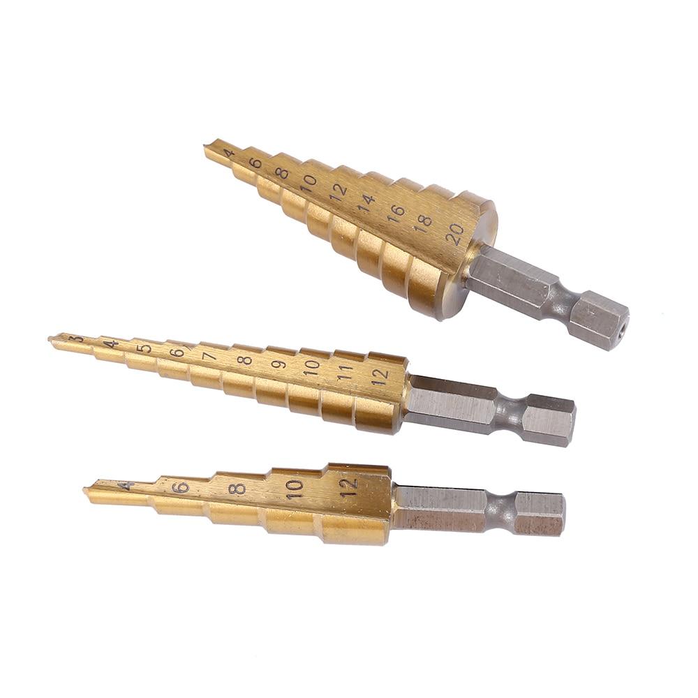 HSS Titanium Coated Step Drill Bit - 3 Piece Set