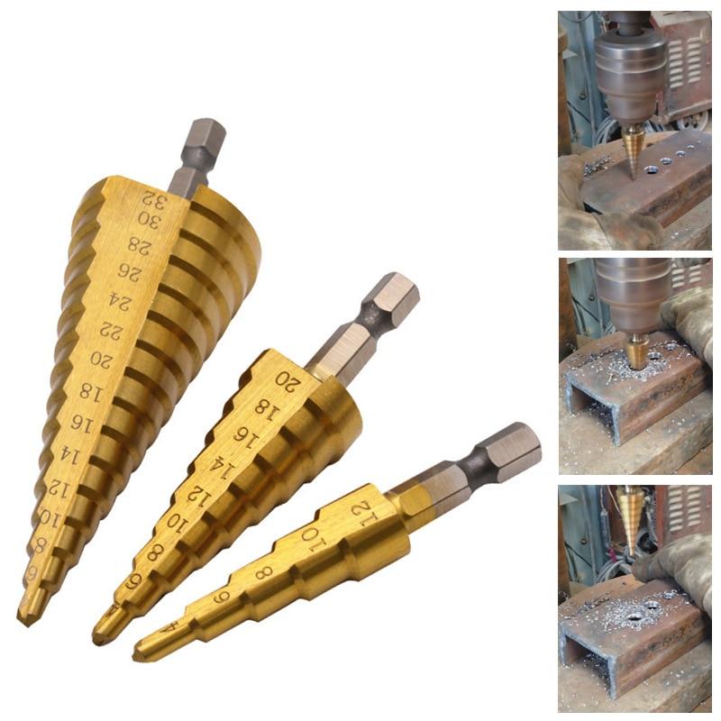 HSS Titanium Coated Step Drill Bit - 3 Piece Set