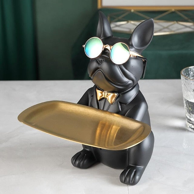 ArtZ® Bulldog Sculpture Table Tray and Piggy Bank