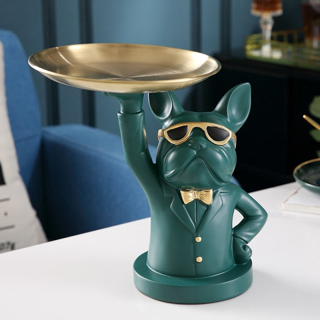 ArtZ® Bulldog Sculpture Table Tray and Piggy Bank