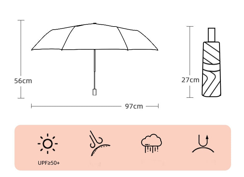 Automatischer Sonnenschutz, dreifach faltbarer Regenschirm mit süßer Katzenklaue