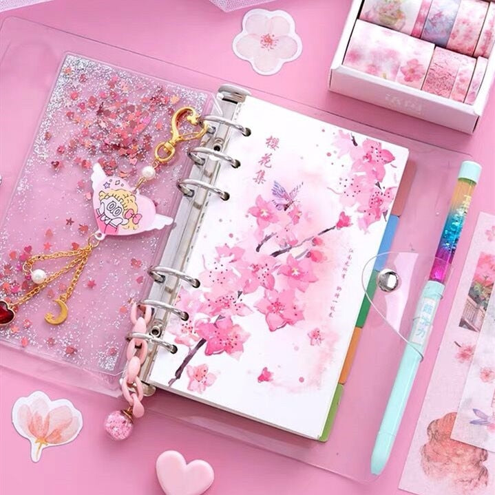 Regalo del cuaderno del diario de las flores de cerezo de Kawaii