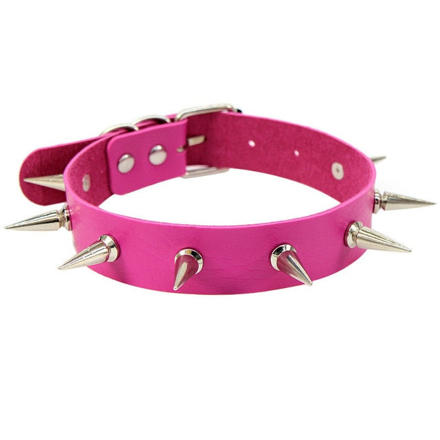 Gotische rosa Spikes-Halsketten