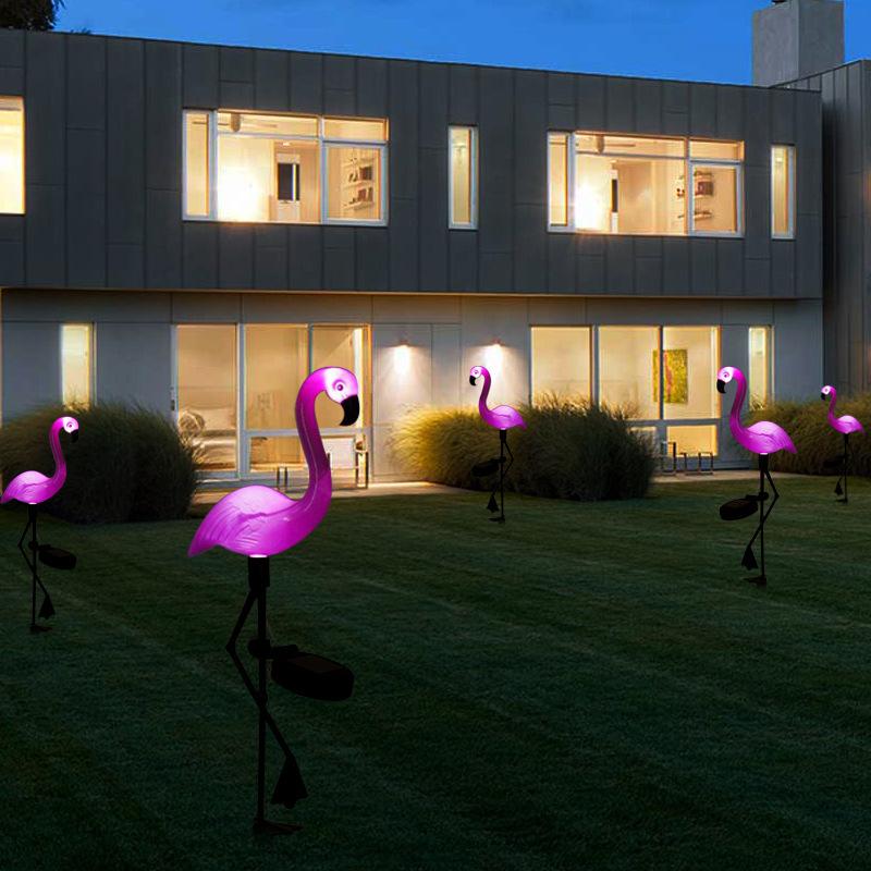 Solar Power Flamingo Garden Lamp