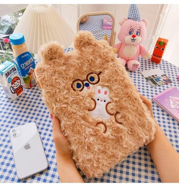 Kawaii Bear Plush Korea IPad Case