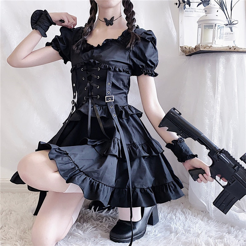 Vestido negro gótico lolita punk