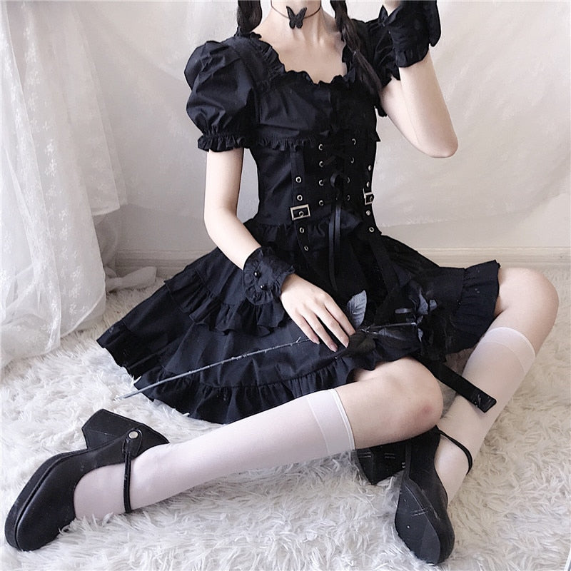 Vestido negro gótico lolita punk