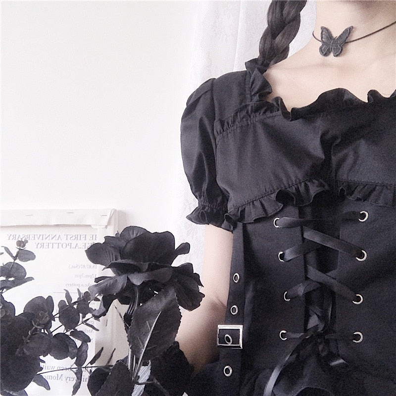 Vestido negro gótico lolita punk