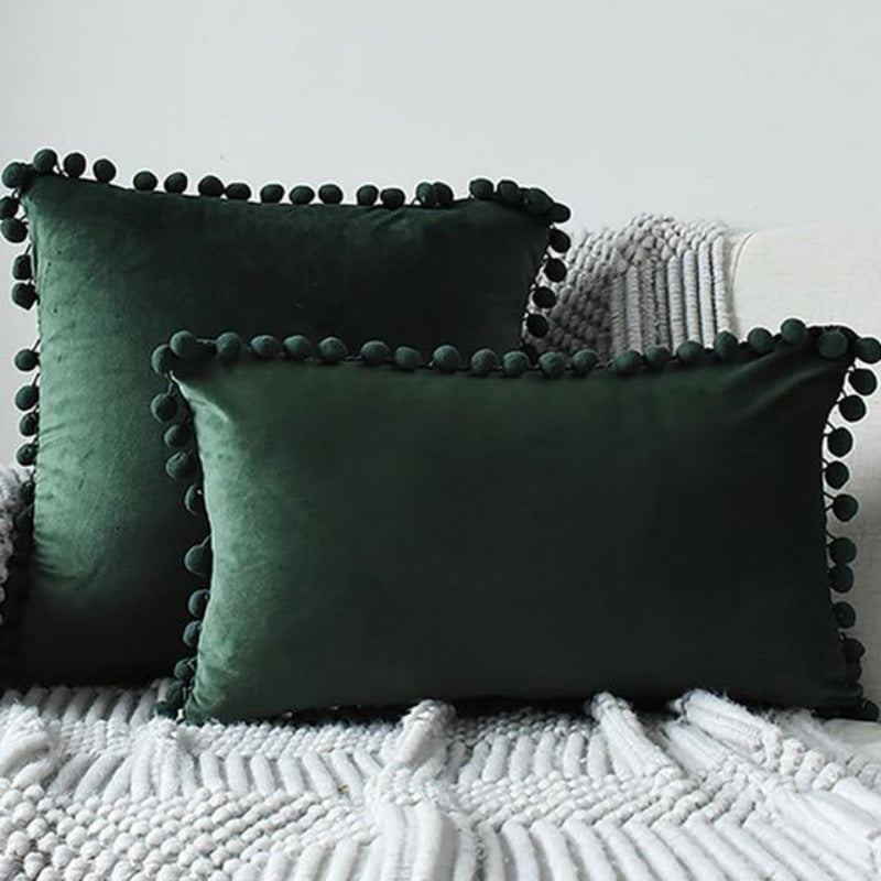 The Luxe Pom Pom Velvet Pillow Cover