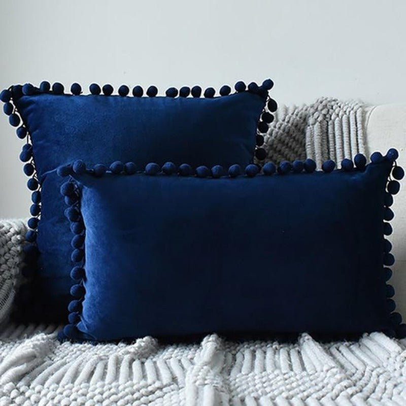 The Luxe Pom Pom Velvet Pillow Cover