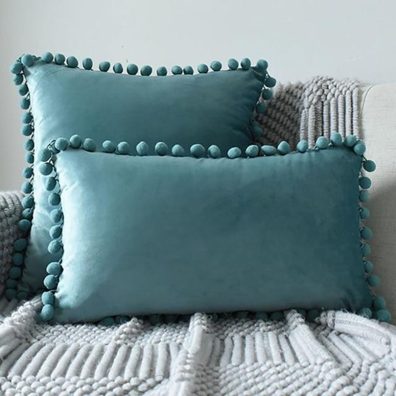 The Luxe Pom Pom Velvet Pillow Cover