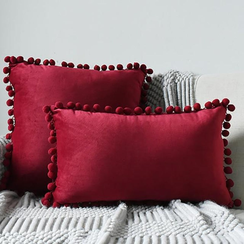 The Luxe Pom Pom Velvet Pillow Cover