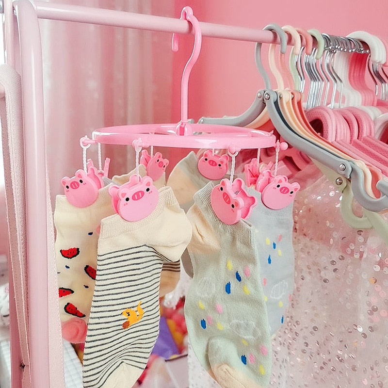 Lovely Pig Strawberry Pink Clothes Rack