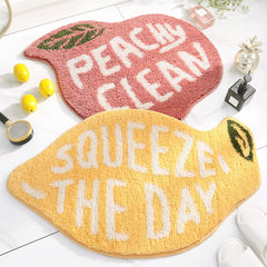 Cute Peach Lemon Bathroom Rugs and Mat