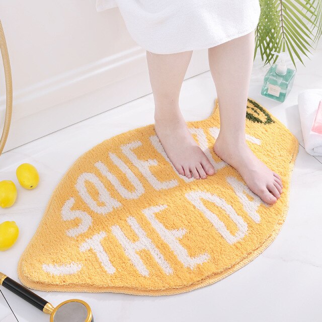 Cute Peach Lemon Bathroom Rugs and Mat