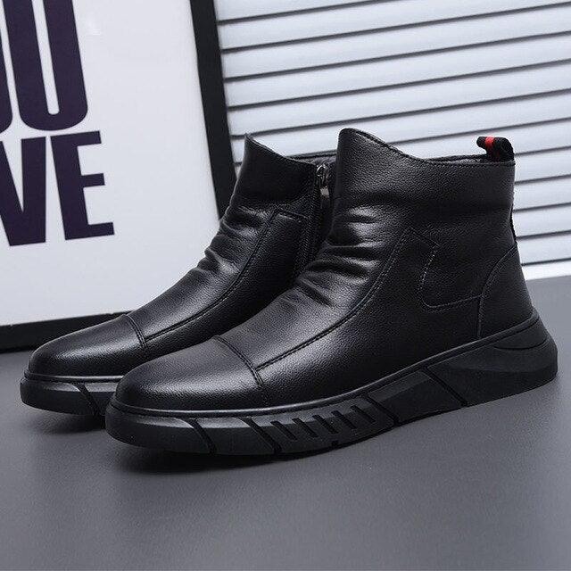 Men Zip Black Boots