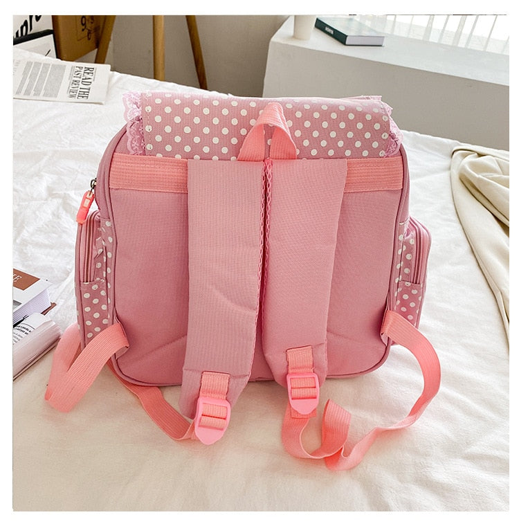 Pink Girl Embroidery Strawberry Schoolbag