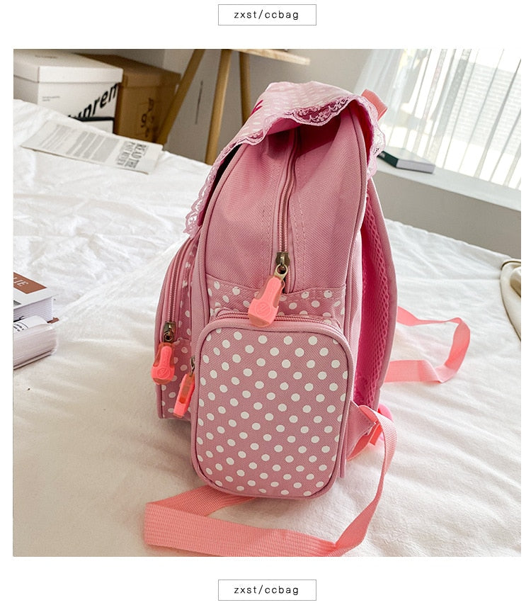 Pink Girl Embroidery Strawberry Schoolbag