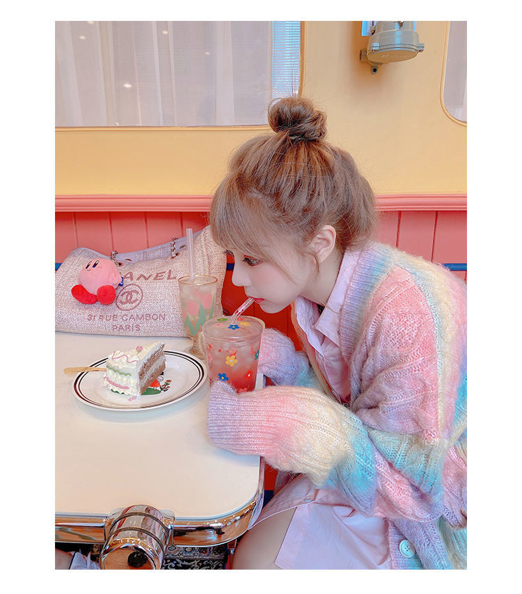 Rainbow Sweet Kawaii Knitted Cardigan