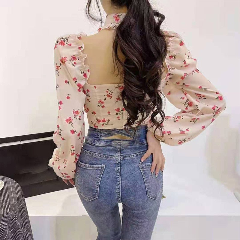 Floral Print Chiffon Blouse