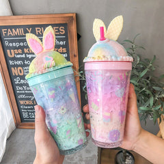 Gradient Kawaii Bunny Ears Water Cup