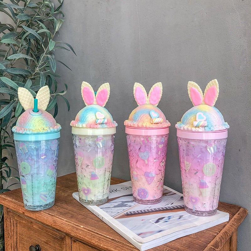 Gradient Kawaii Bunny Ears Water Cup